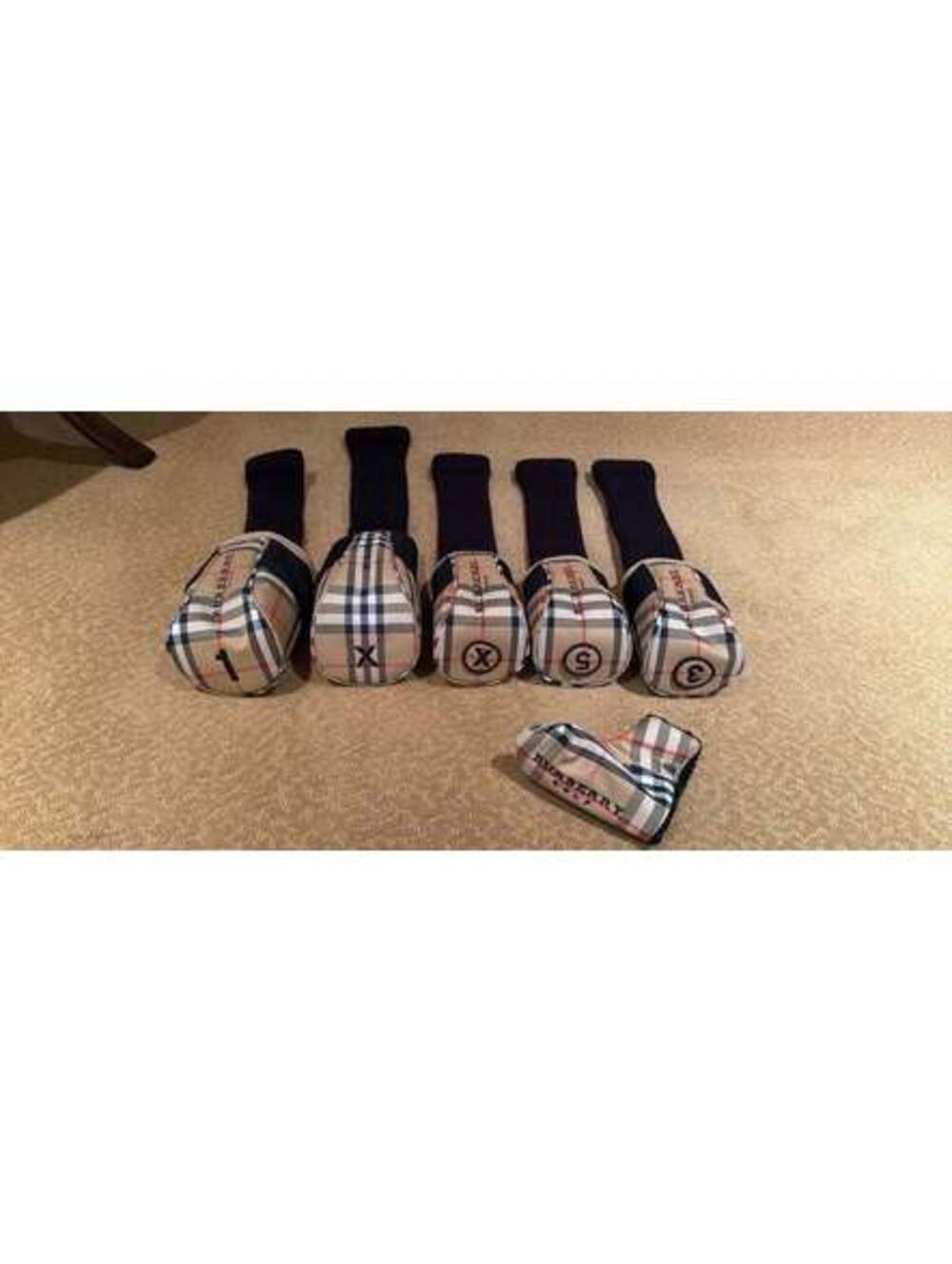 Burberry Golf Headcovers Set with Classic Check Pattern